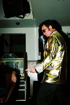 Mike as Elvis with gold lame costume